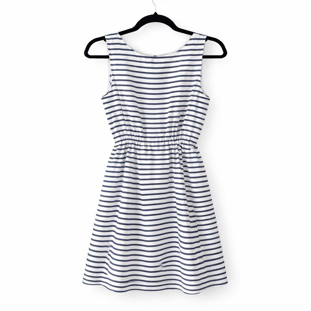 JCREW 100% Silk Sleeveless Mini Dress Navy/White Size 4